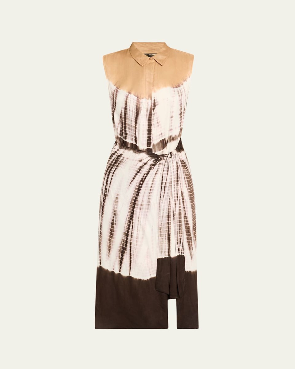 Ivria Tie-Dye Sleeveless Midi Wrap Shirtdress
